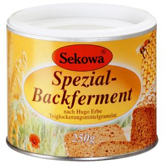 Backferment spezial, Das Sekowa® Backferment nach Hugo Erbe ist ein Teiglockerungsmittel mit unvergleichlichen Eigenschaften. Unvergleichlich deshalb, weil es anders als andere Backmittel auf der Grundlage von hochwertigem Blütenhonig, biologisch angebauten Erbsen, Weizen und Mais aus spontaner Gärung hergestellt wird. Die Nektarhefen und Fermente, die im Honig sind, schließen das Getreide in einer ganz speziellen Art auf, die zu einem milden, unverwechselbaren Geschmack der Backwaren führt. Mit Sekowa® Spezial-Backferment nach Hugo Erbe kann jedes Getreide zum Backen von zahlreichen Gebäcksorten und Brotarten verwendet werden. Überzeugen Sie sich selbst!
