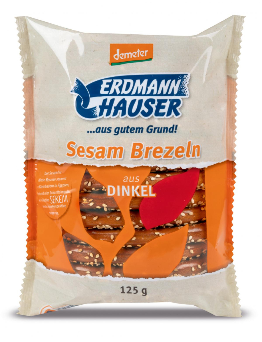 Dinkelbrezel groß mit Sesam