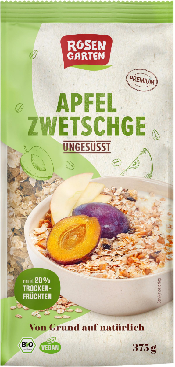 Apfel-Zwetschge Müsli ungesüßt