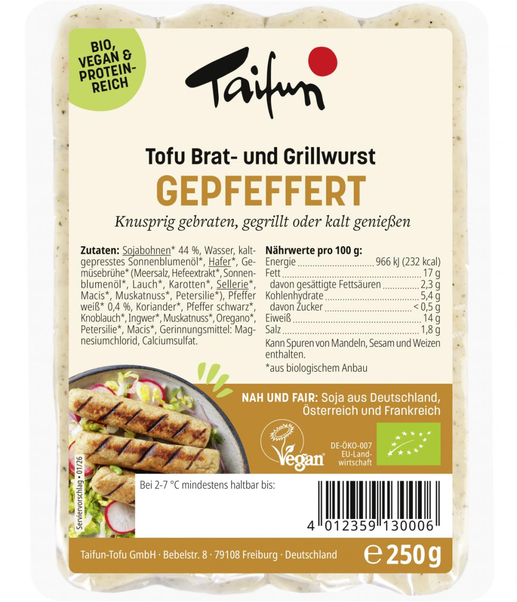 Tofu Brat- und Grillwurst (gepfeffert)