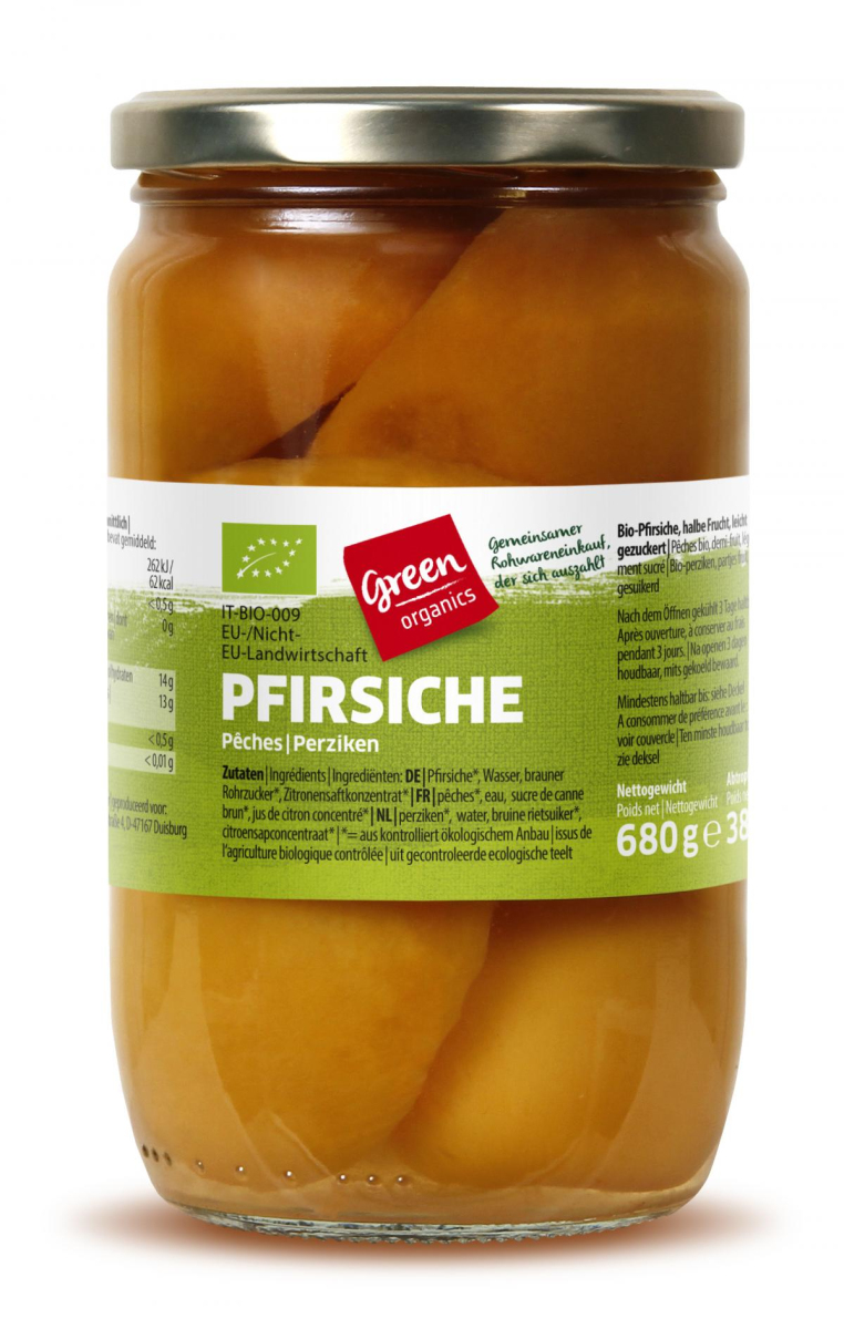 green Pfirsiche im Glas