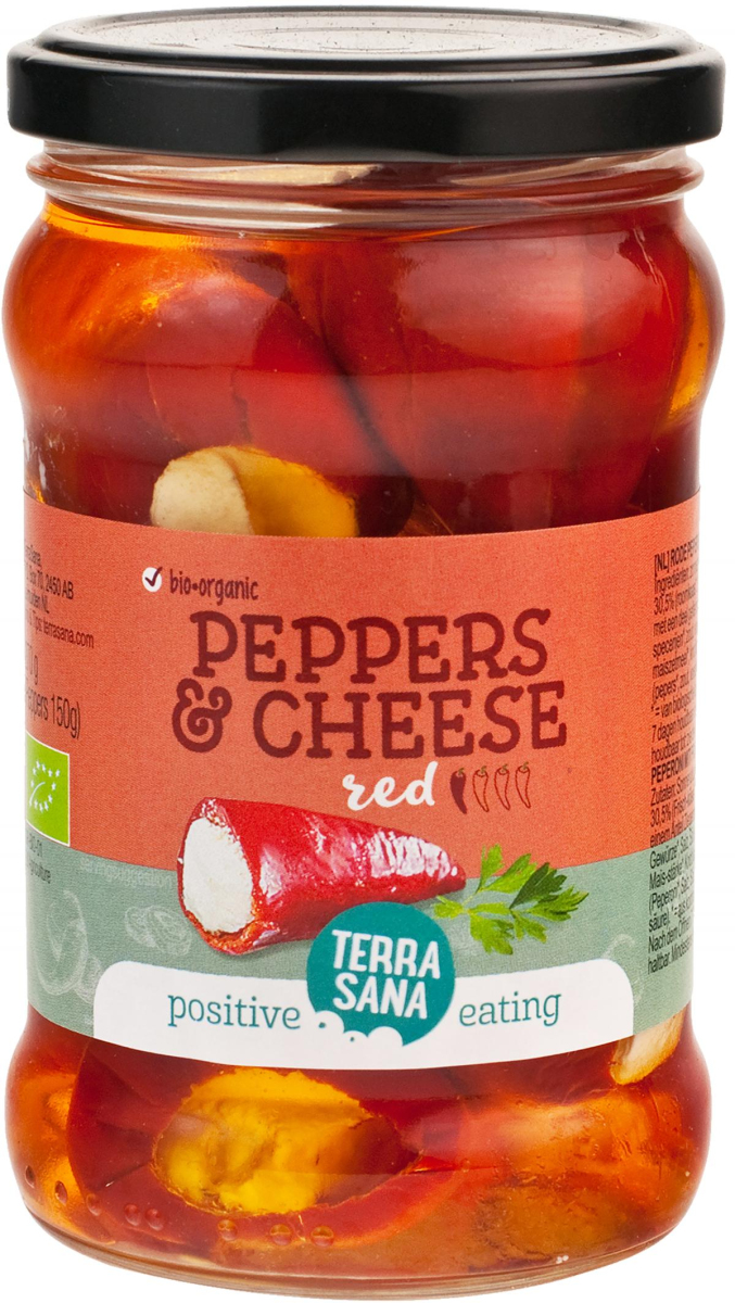 Rote Peperoni mit Käsefüllung