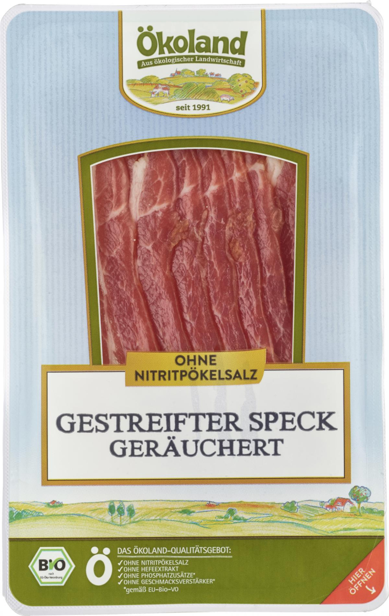 Gestreifter Speck, geschnitten