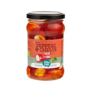 Rote Peperoni mit Käsefüllung